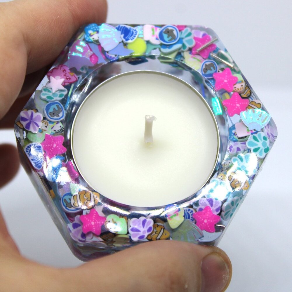 Hexagon Sea Life Tealight Candle Holder